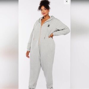 Savage X Fenty Womens Jumpsuit Size large Gray Hooded One Piece